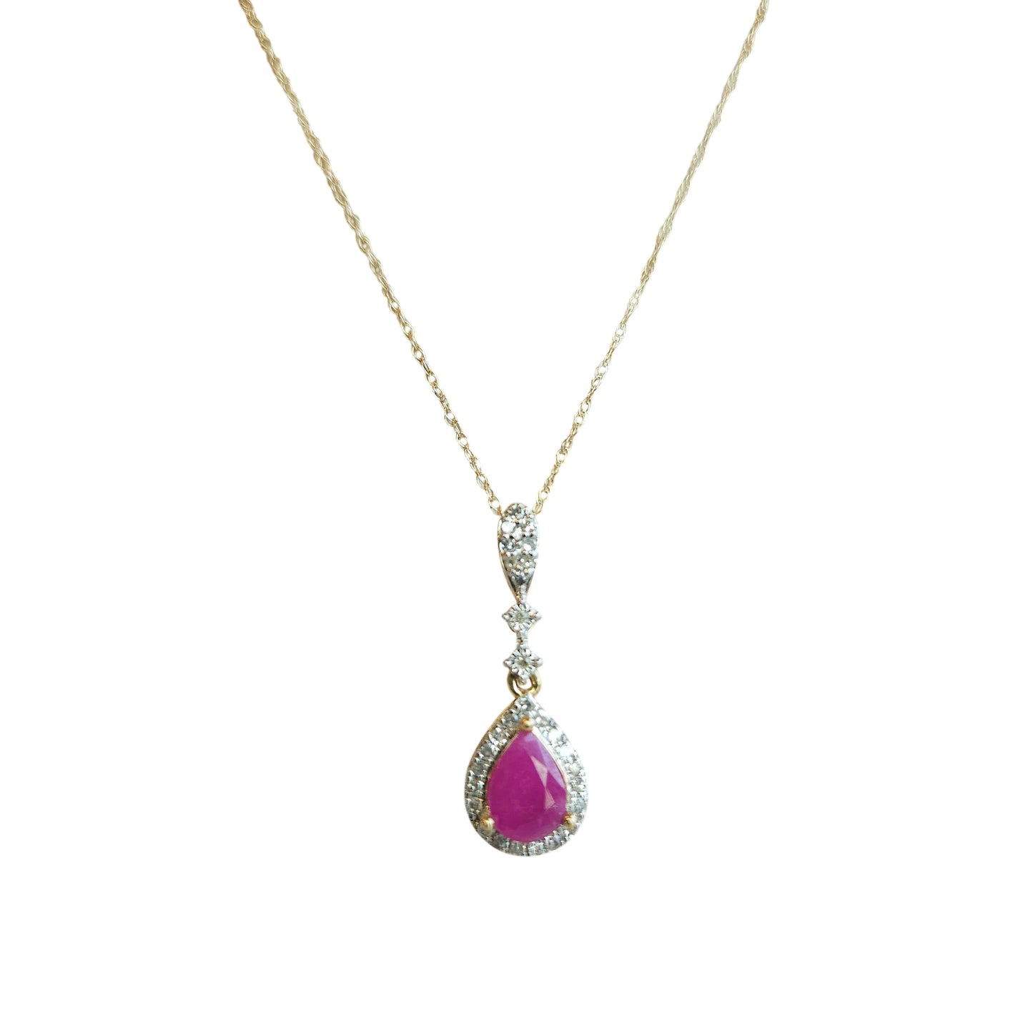 10kt Gold Chain with ruby and natural diamond pendant