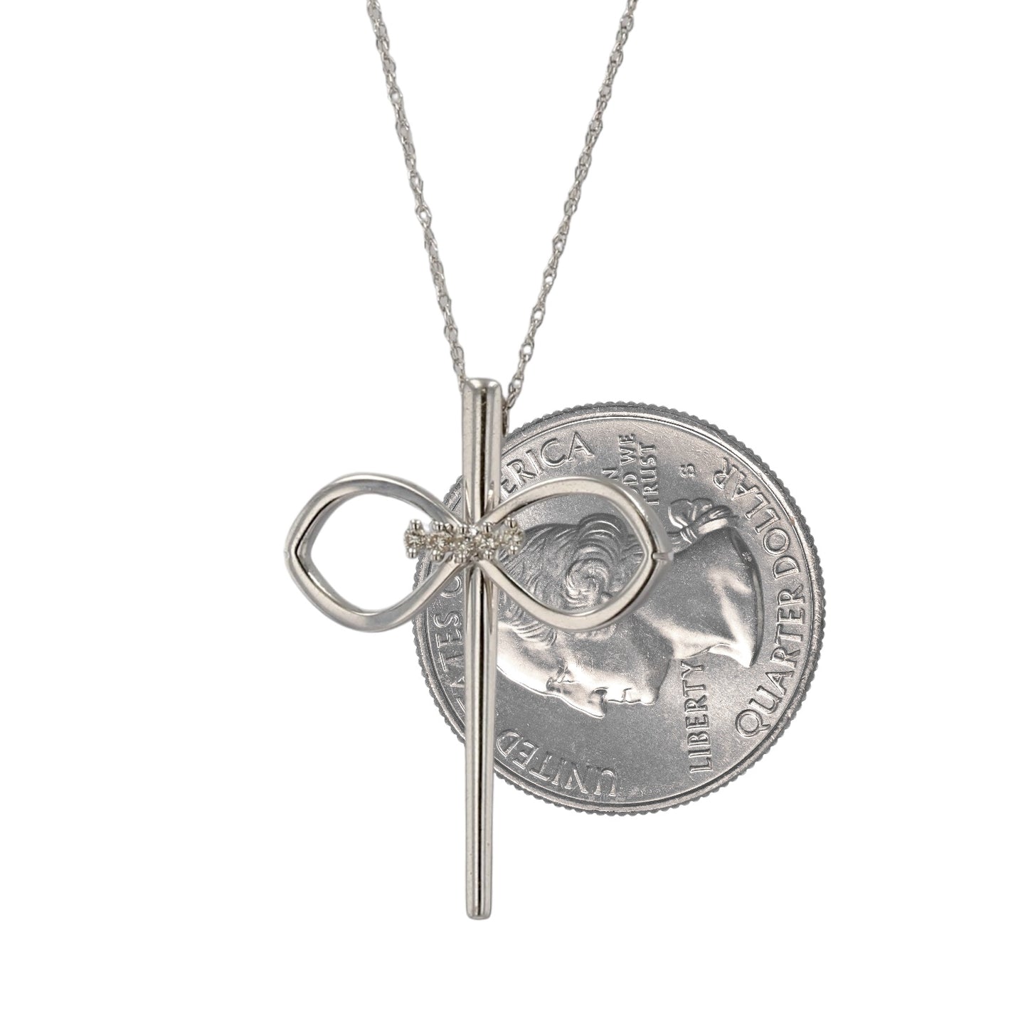 18kt White Gold diamond ribbon necklace