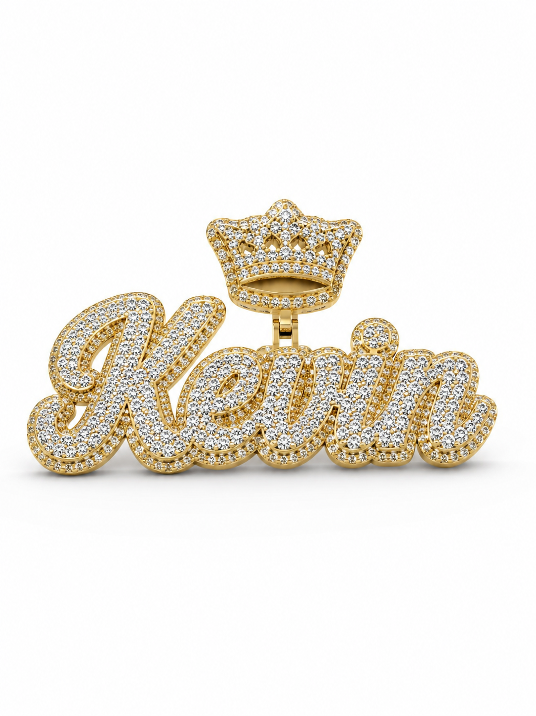 Dije con nombre personalizado Kevin con diamantes naturales 10kt