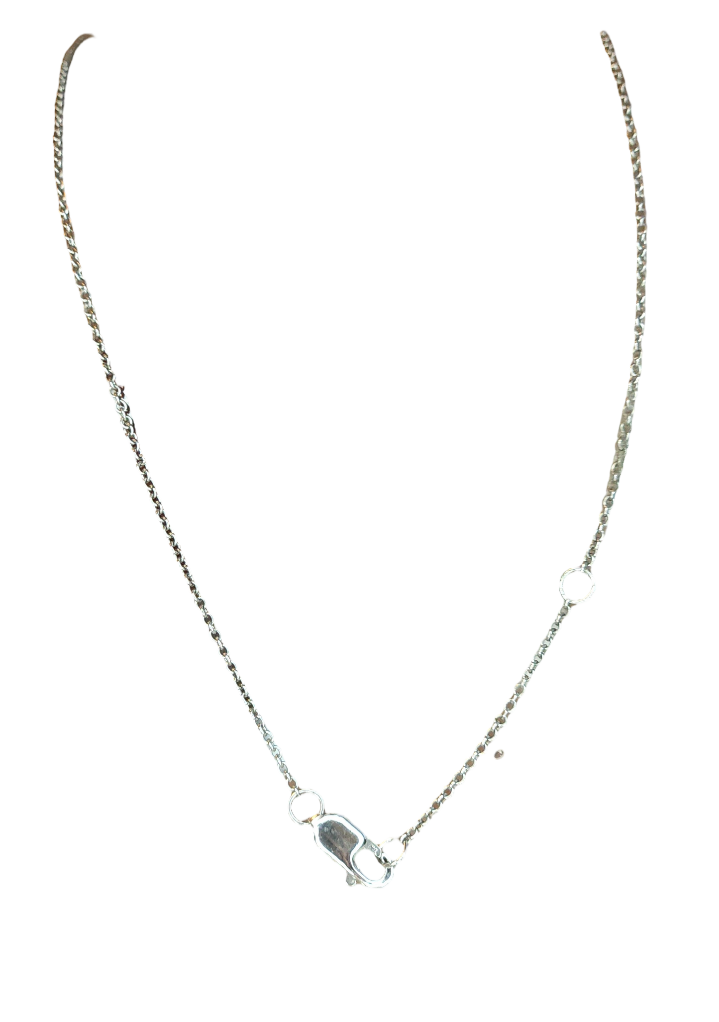 10kt White Gold Chain with sapphire and natural diamond pendant