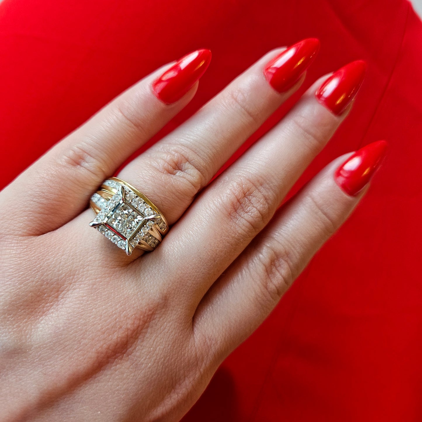 10kt yellow gold engagement duo 2ctw natural diamond