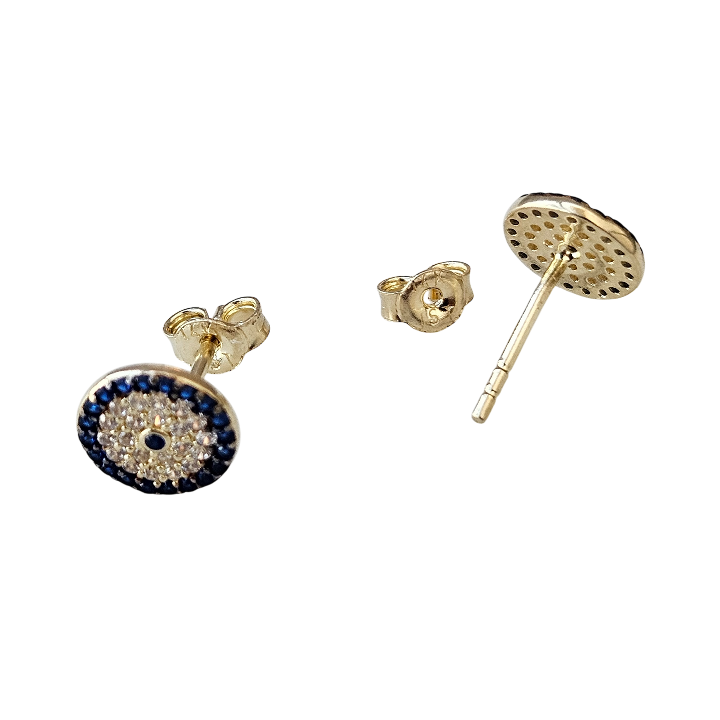 14kt gold Turkish Evil Eyes earring swith zirconia
