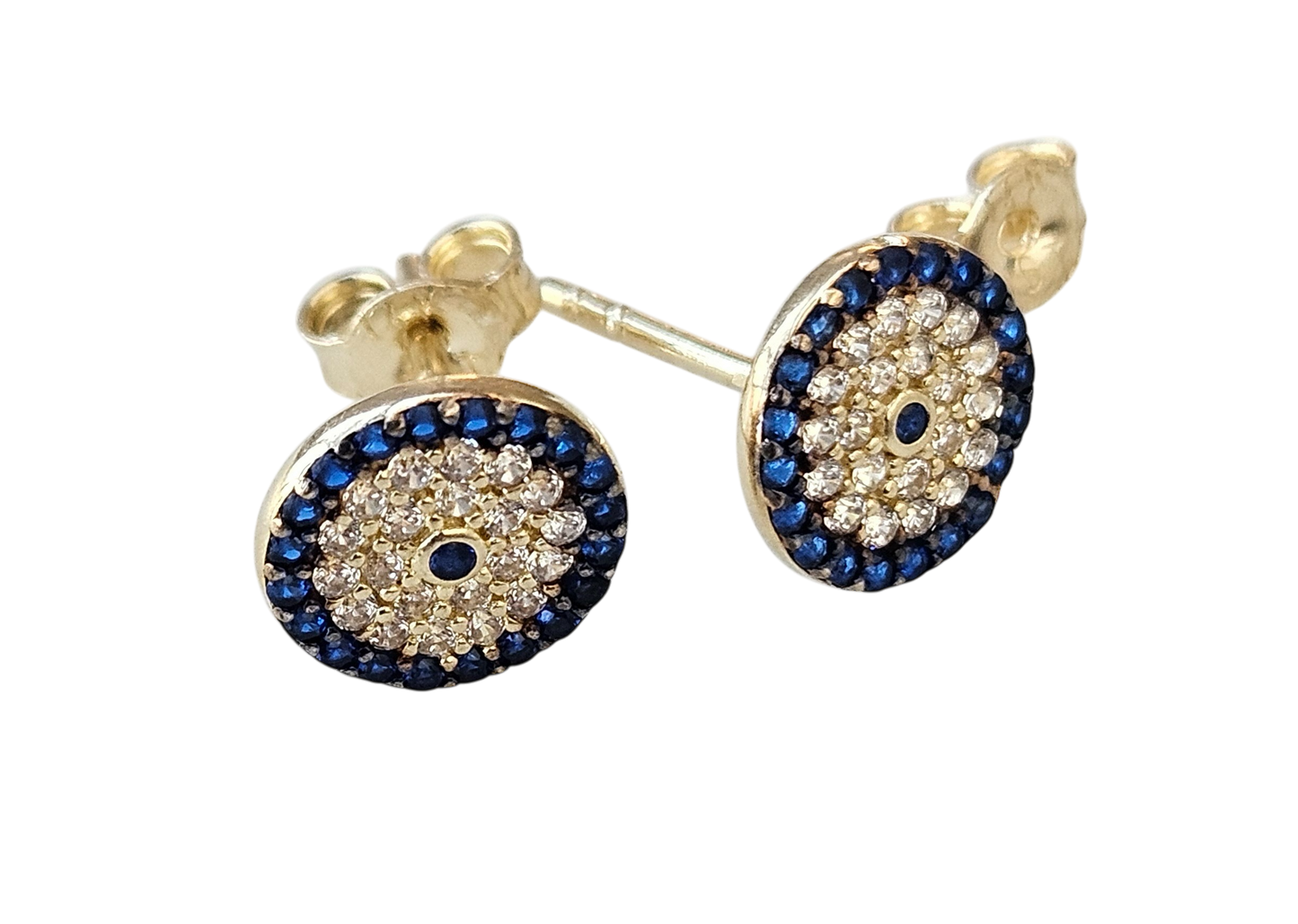 14kt gold Turkish Evil Eyes earring swith zirconia