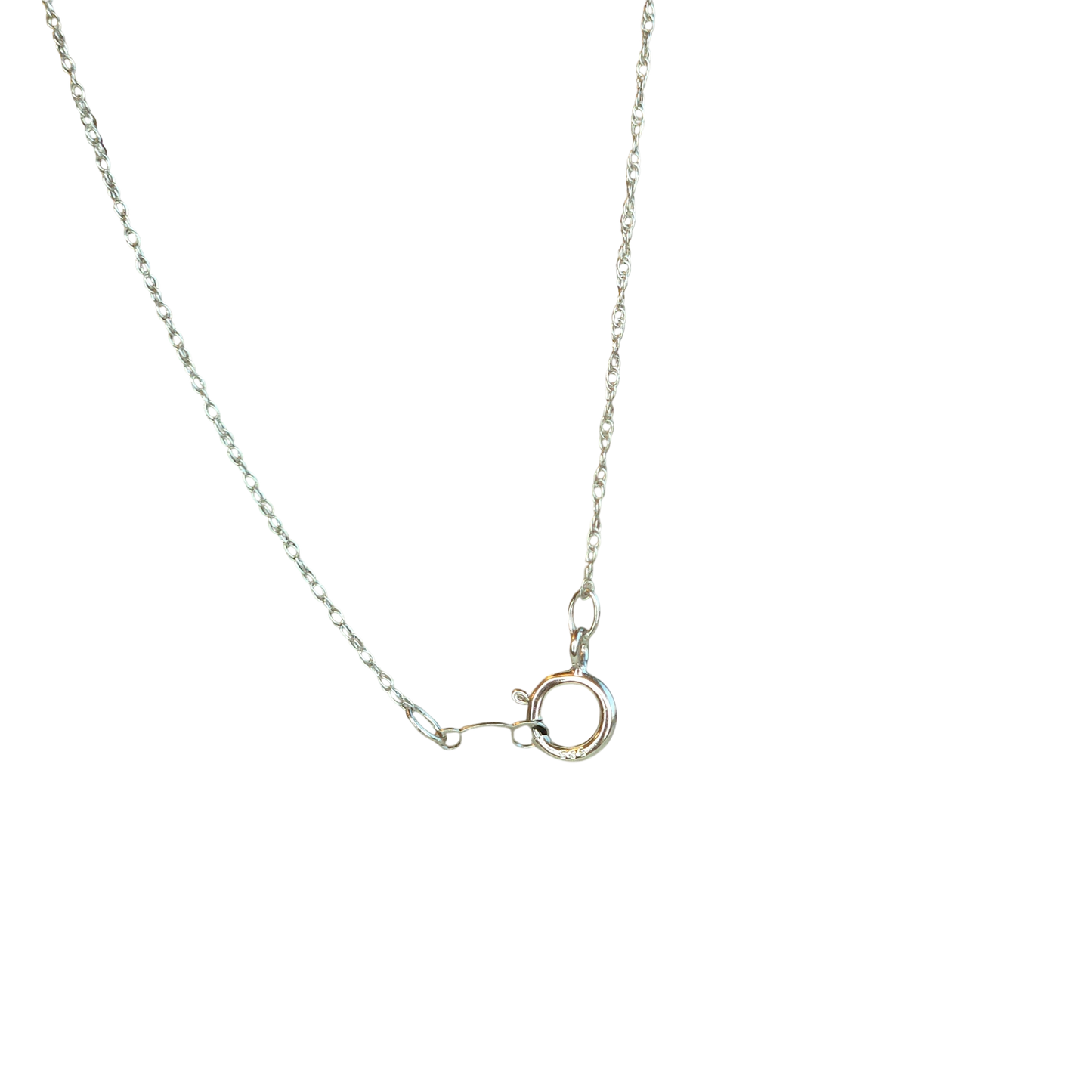 14kt White Gold Chain with blue topaz and natural diamond pendant