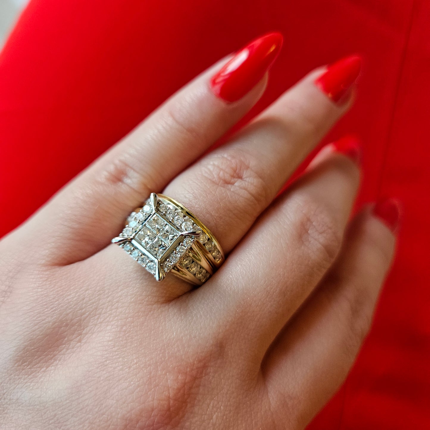 10kt yellow gold engagement duo 2ctw natural diamond