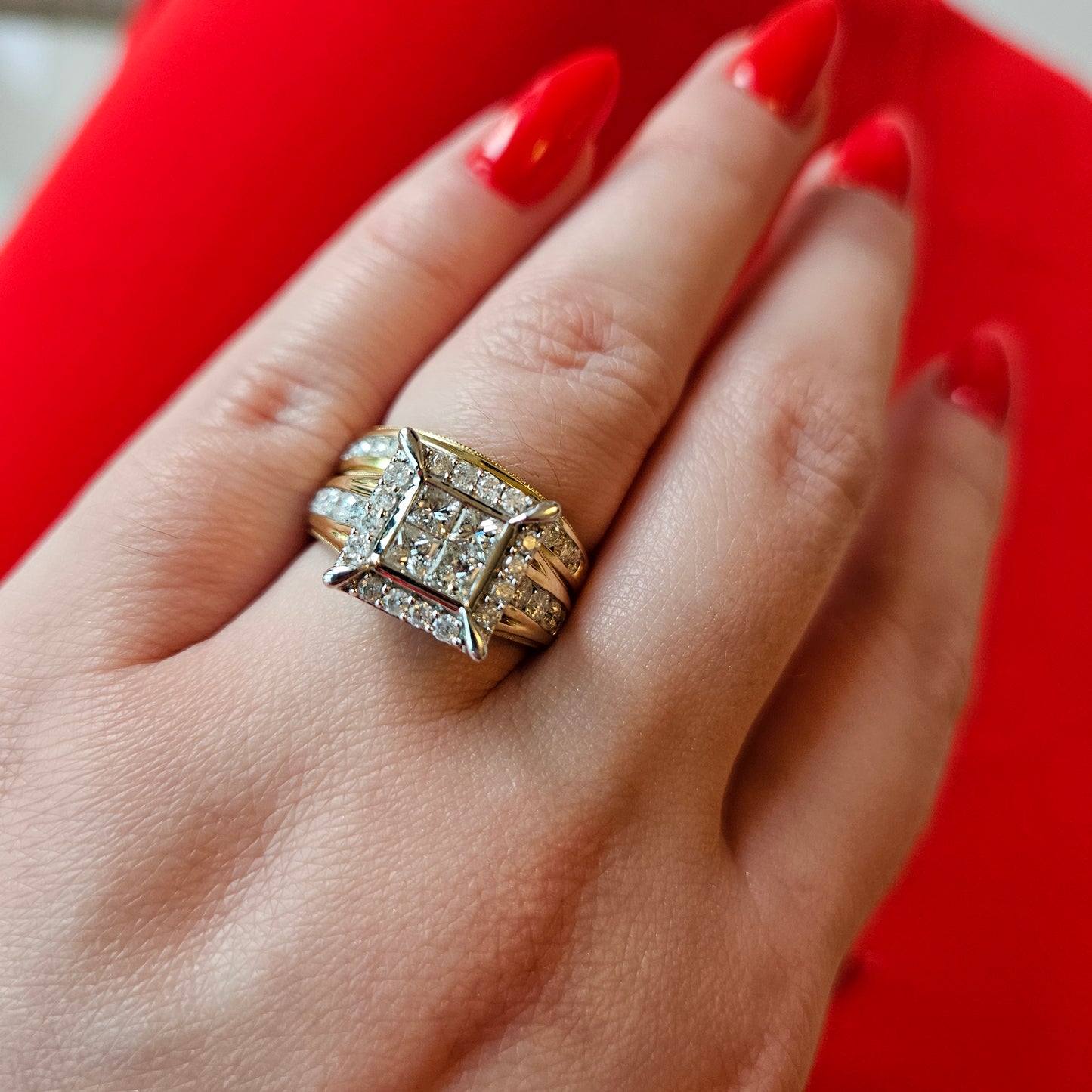 10kt yellow gold engagement duo 2ctw natural diamond