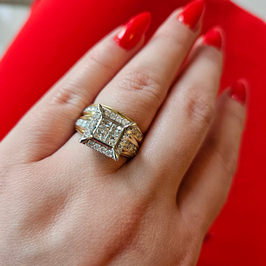 10kt yellow gold engagement duo 2ctw natural diamond