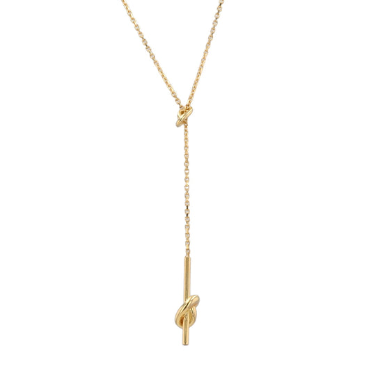 14kt yellow gold Solid Chain With Knot And Bar Pendant