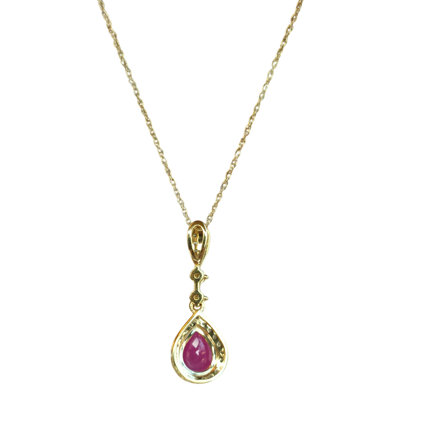 10kt Gold Chain with ruby and natural diamond pendant