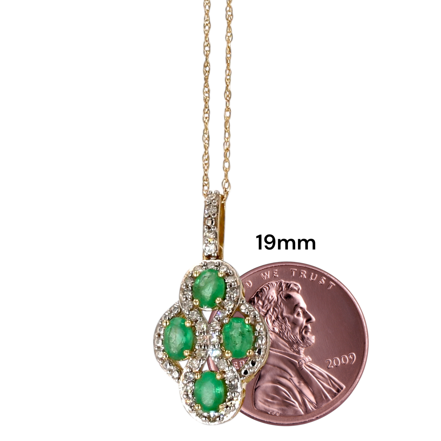 10kt yellow gold emerald and diamond pendant chain