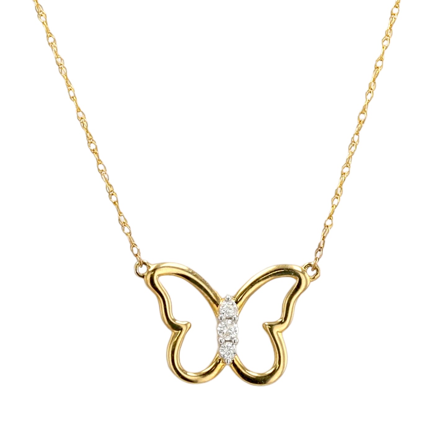 10KT yellow gold butterfly diamond