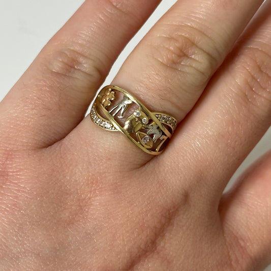 10kt solido Anillo de la suerte