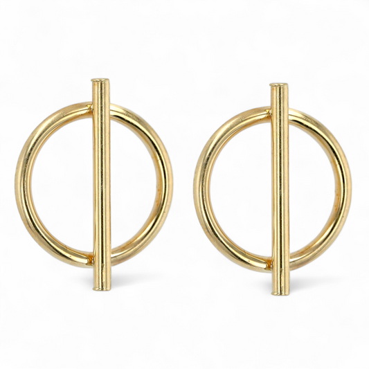 10KT yellow gold earring circle with bar