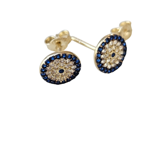 14kt gold Turkish Evil Eyes earring swith zirconia