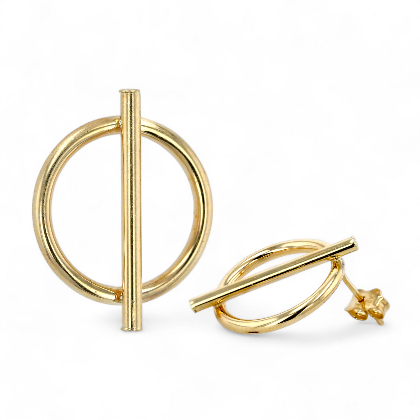 10KT yellow gold earring circle with bar