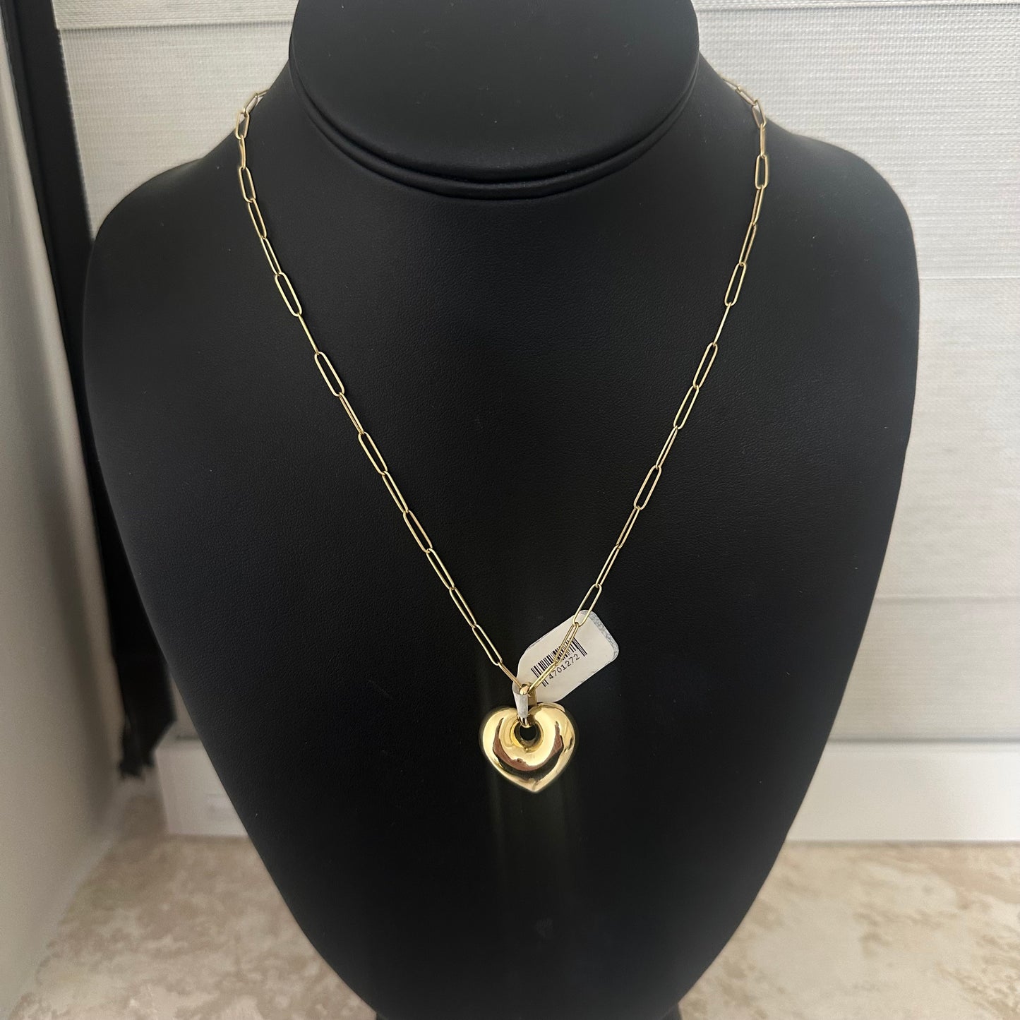 14kt oro amarillo dije corazon y cadena paper clip