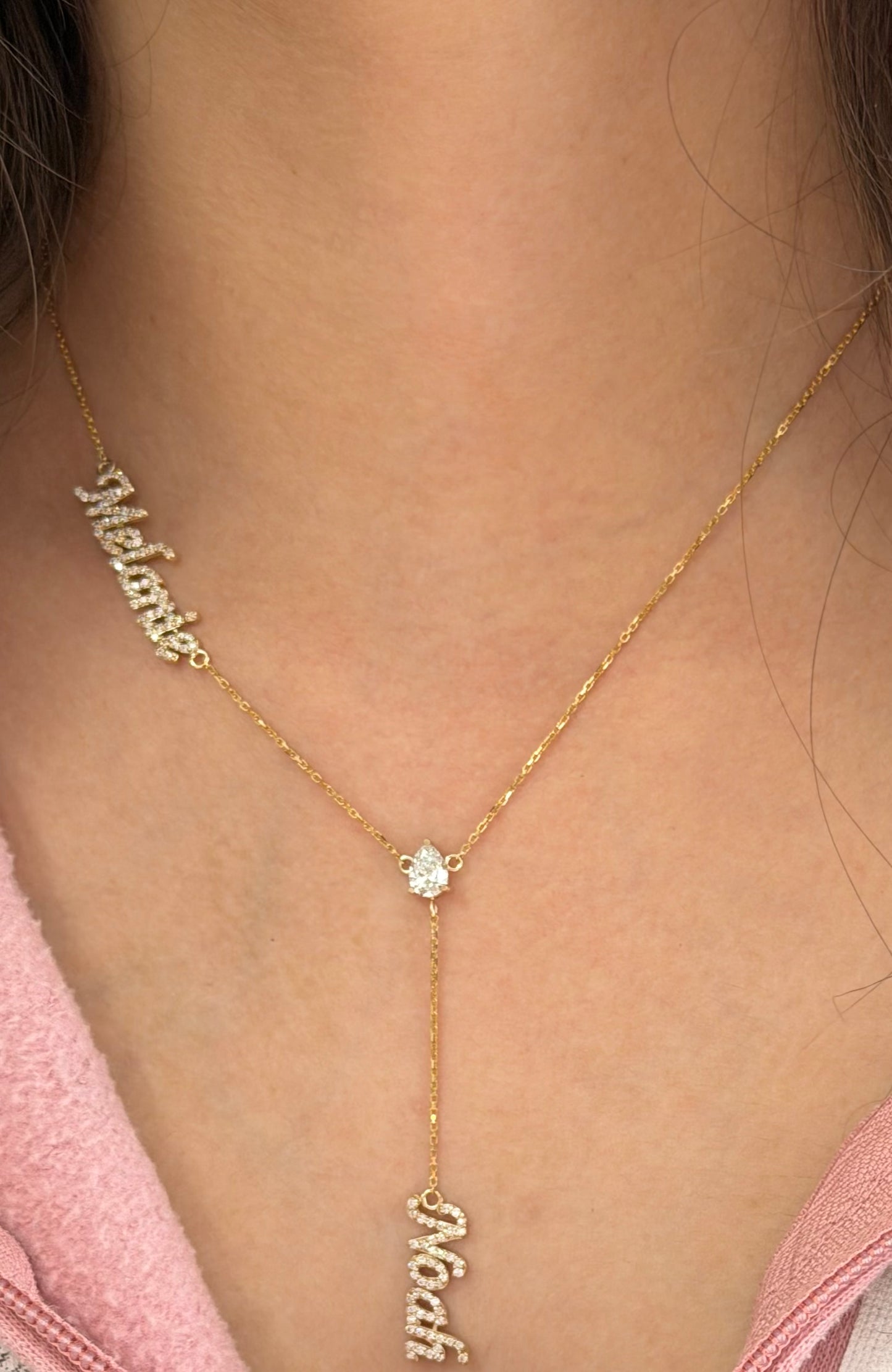 14kt Cadena  personalizada con nombres en lab diamond