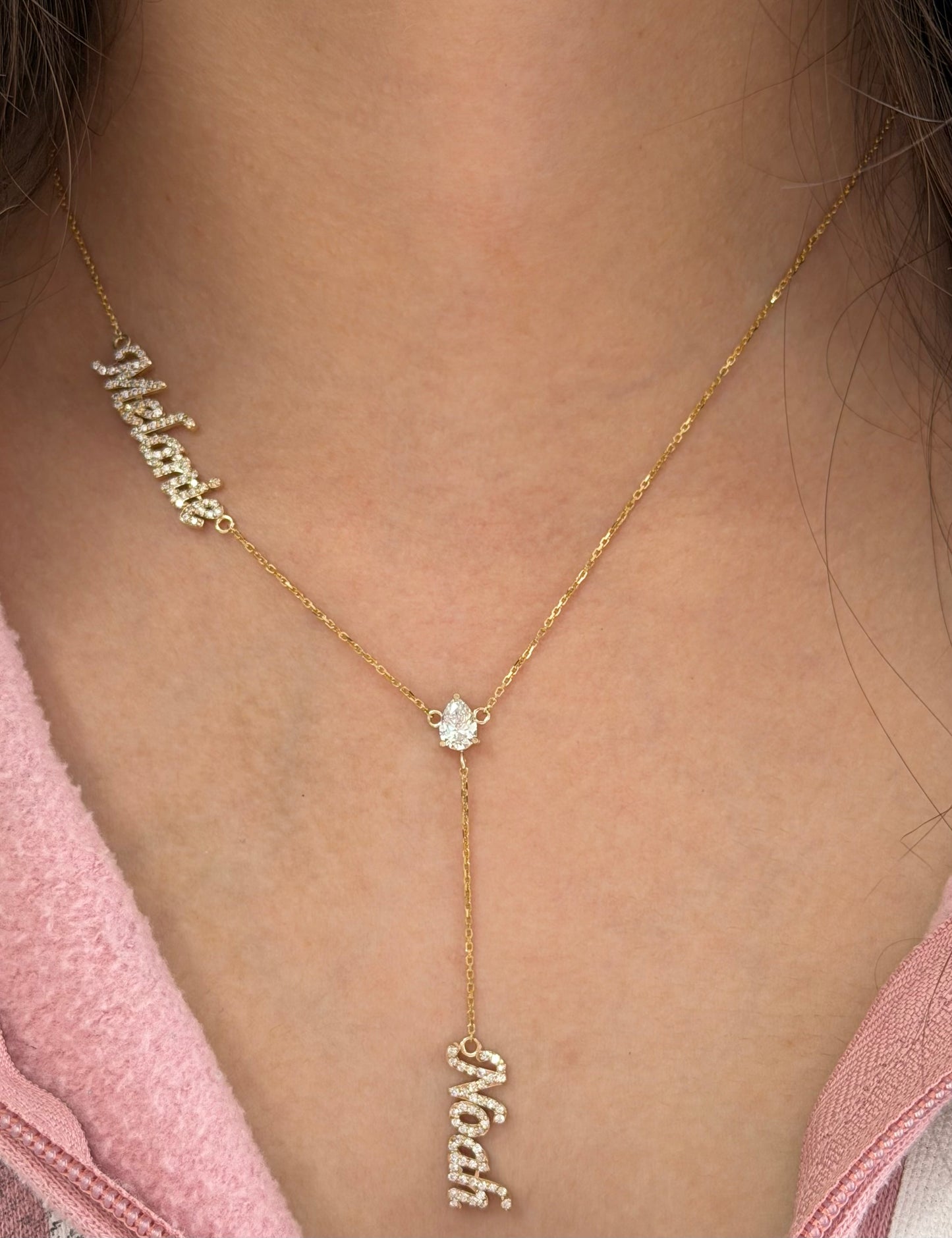 14kt Cadena  personalizada con nombres en lab diamond